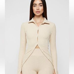 Ribbed longline Cardigan Beige NEW